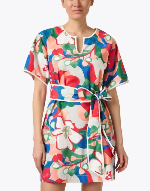 Doris Multi Floral Print Cotton Dress