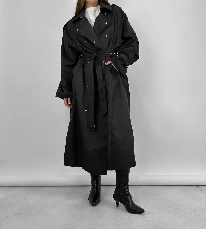 Dove Oversized Trench Coat In Black