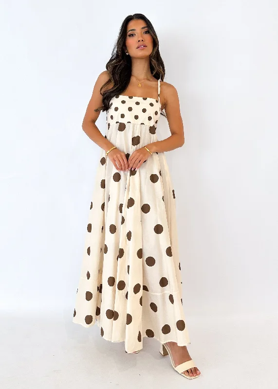 Elide Maxi Dress - Choc Polka