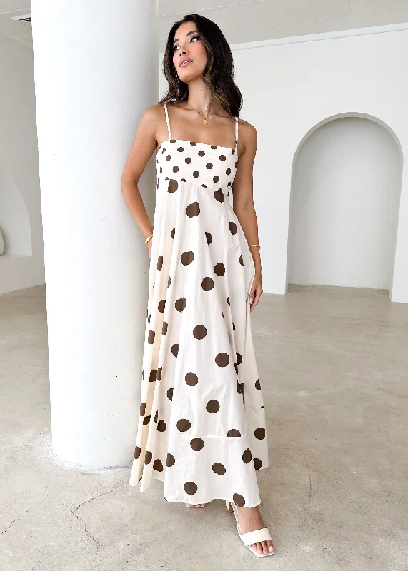 Elide Maxi Dress - Choc Polka