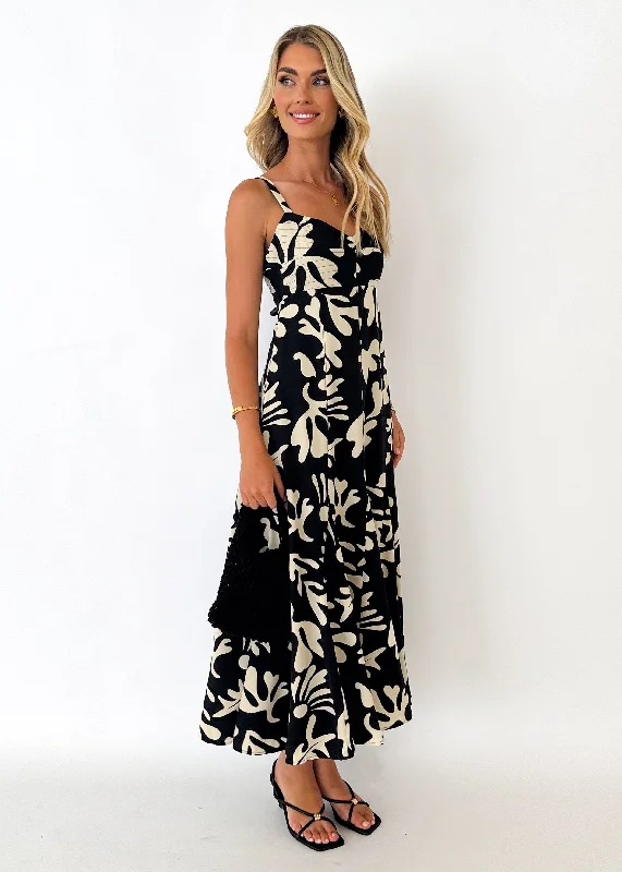 Gemmie Maxi Dress - Black Leaf