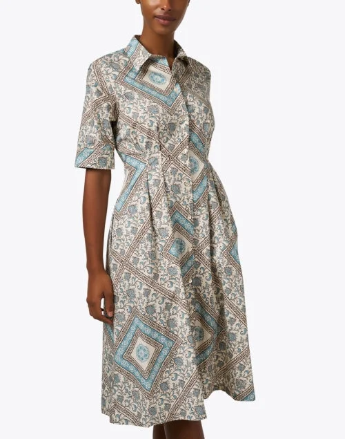 Ilaria Cream Print Cotton Shirt Dress