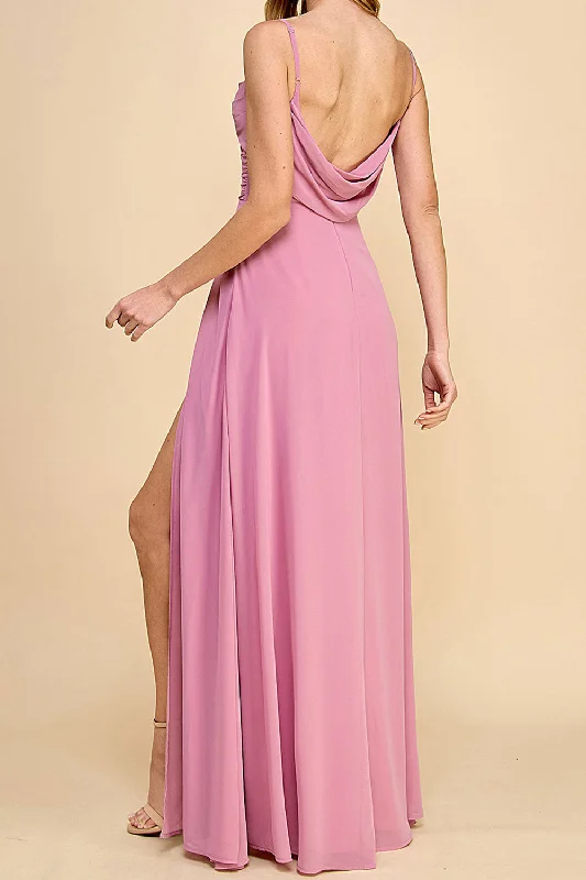 Kieran Mauve | A-Line Maxi Dress w/ Lace