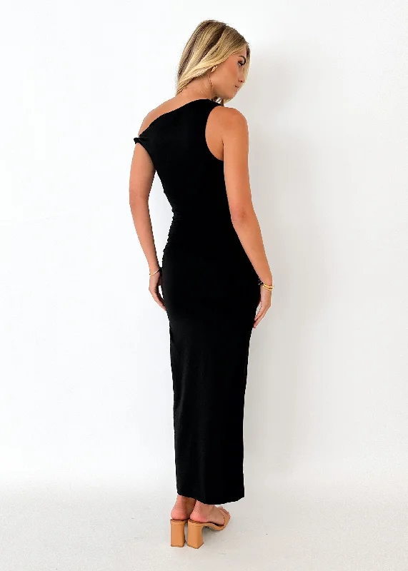 Lemrot One Shoulder Maxi Dress - Black