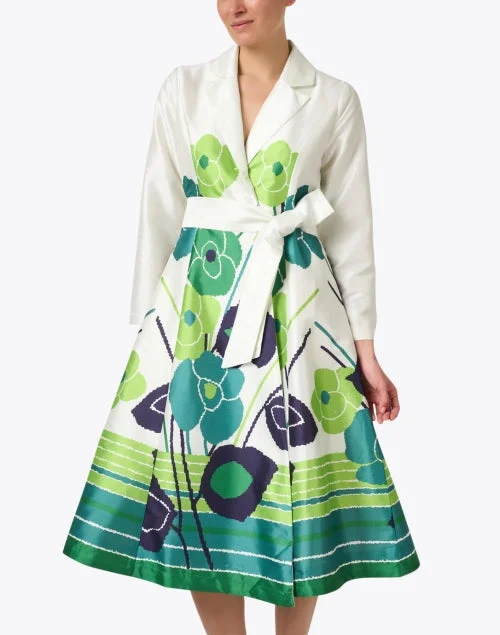 Lucille Green Multi Print Wrap Dress