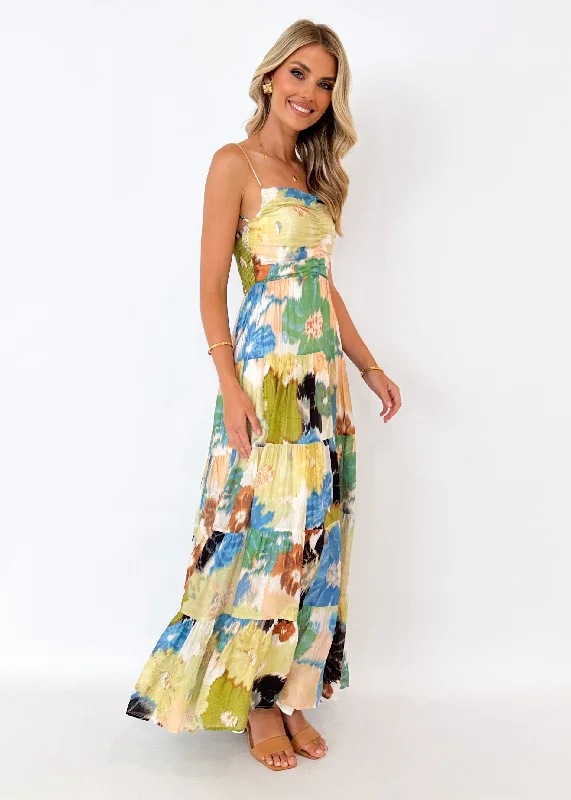 Mintaro Maxi Dress - Green Floral