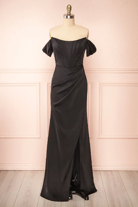 Namie Black | Corset Maxi Dress w/ Removable Straps