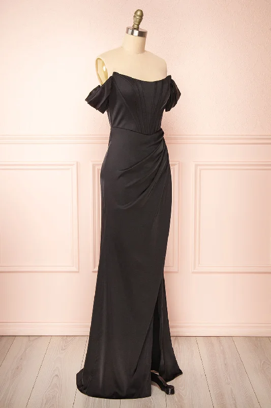 Namie Black | Corset Maxi Dress w/ Removable Straps