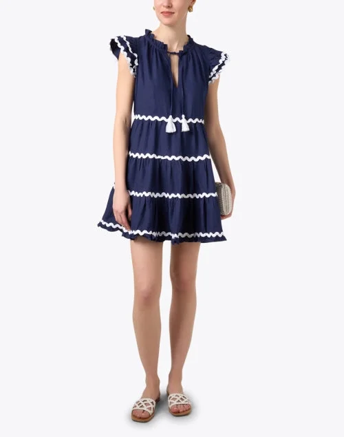 Navy Ric Rac Cotton Dress