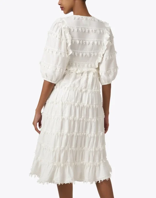 Off White Ruffle Trim Dress