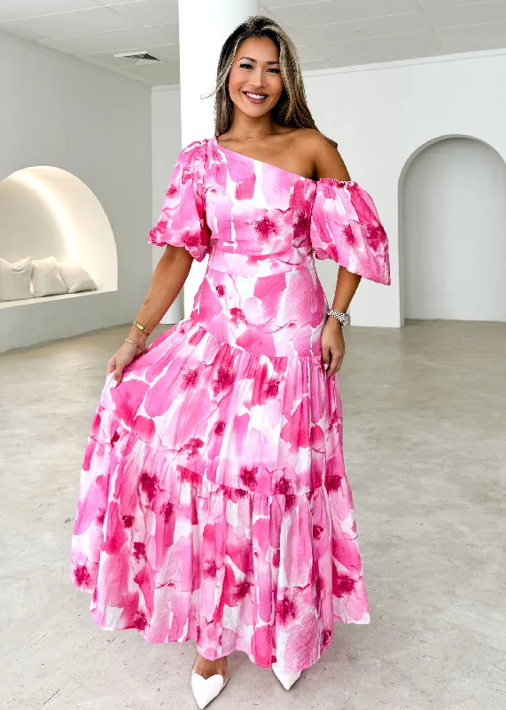 Onique Maxi Dress - Pink Watercolour