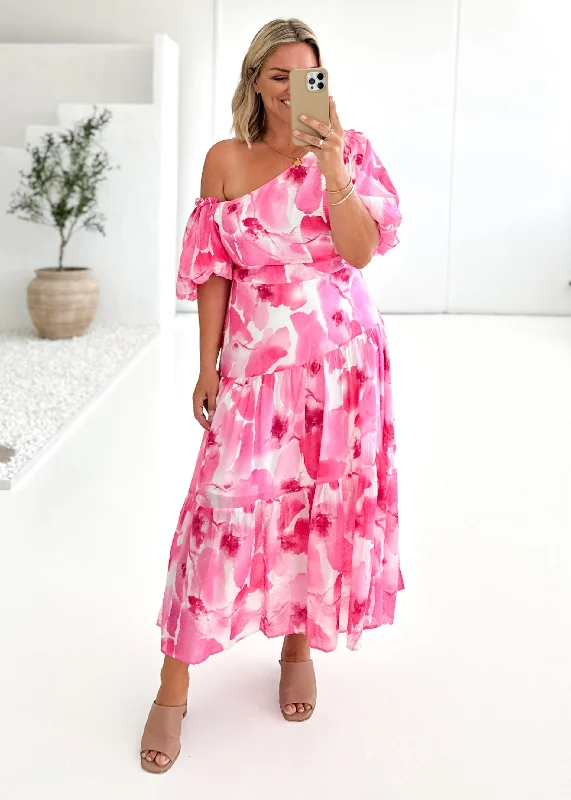 Onique Maxi Dress - Pink Watercolour