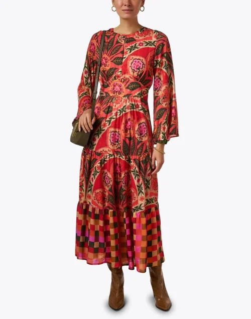 Positano Red Multi Print Dress