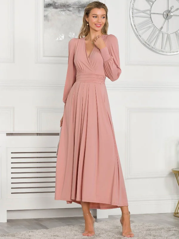 Rashelle Jersey Long Sleeve Maxi Dress, Dusty Pink