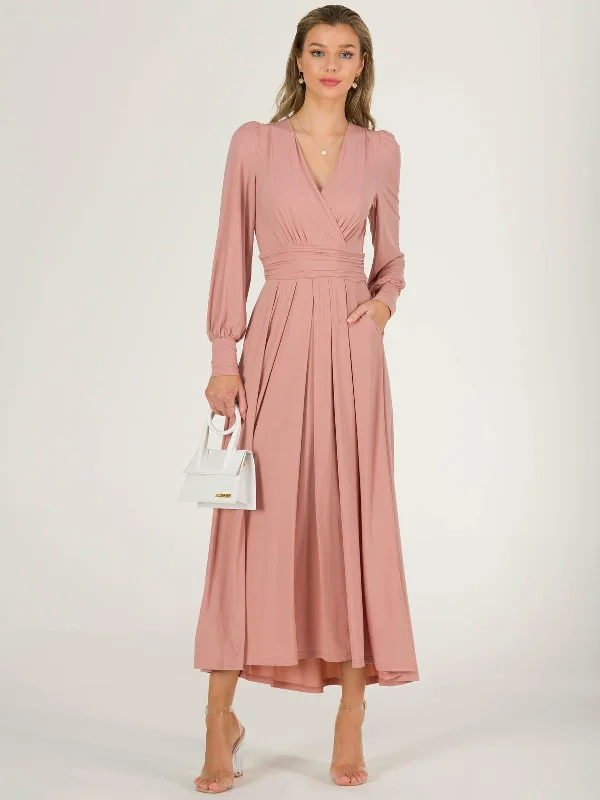 Rashelle Jersey Long Sleeve Maxi Dress, Dusty Pink