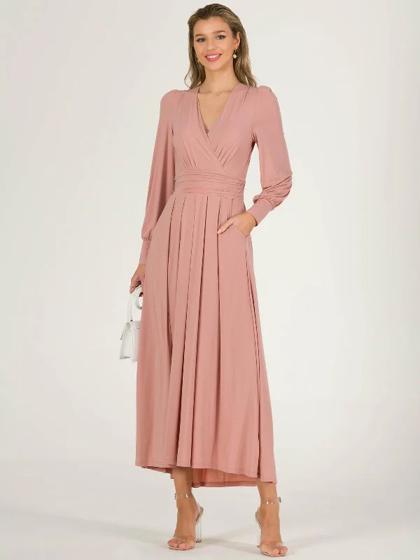 Rashelle Jersey Long Sleeve Maxi Dress, Dusty Pink