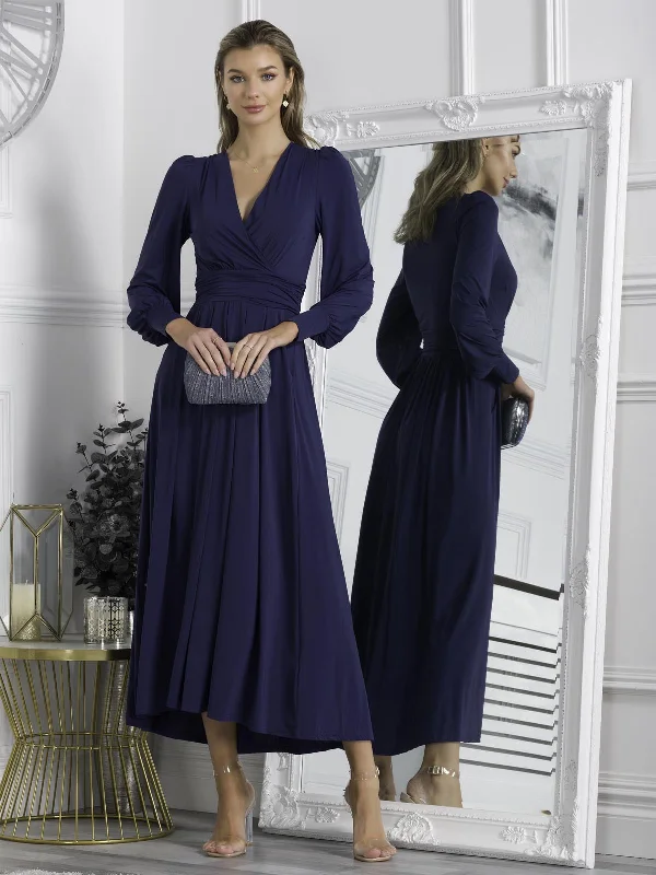 Rashelle Jersey Long Sleeve Maxi Dress, Navy