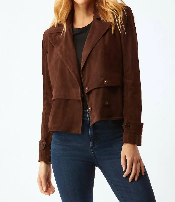 Suede Short Trench In Chocolate