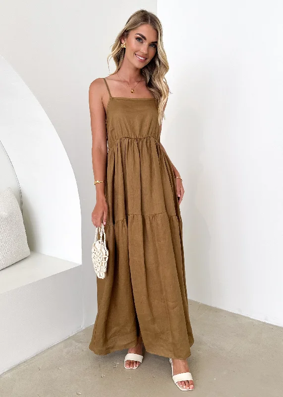 Tyleso Linen Maxi Dress - Moss