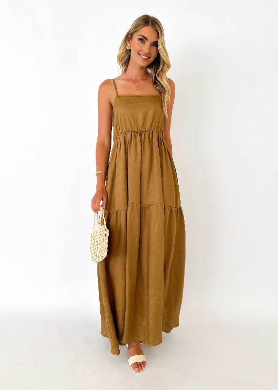 Tyleso Linen Maxi Dress - Moss