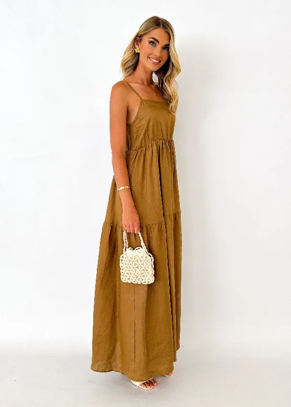 Tyleso Linen Maxi Dress - Moss