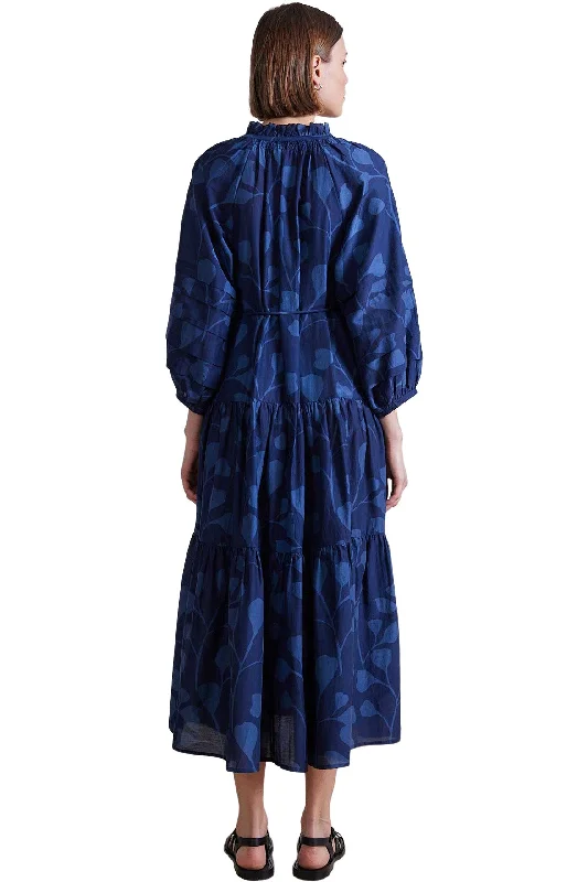 Apiece Apart Trinidad Maxi Dress in Indigo Trellis