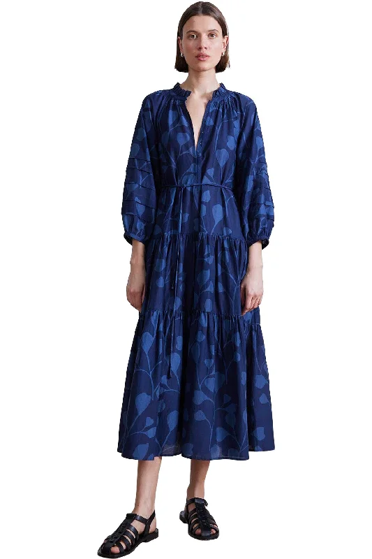 Apiece Apart Trinidad Maxi Dress in Indigo Trellis