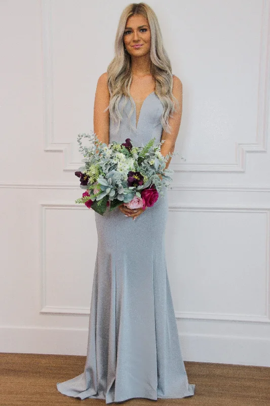 Audrey Nude Illusion Formal Dress: Dove Gray