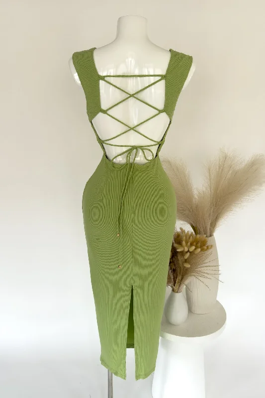 Aurora Midi Dress - Matcha