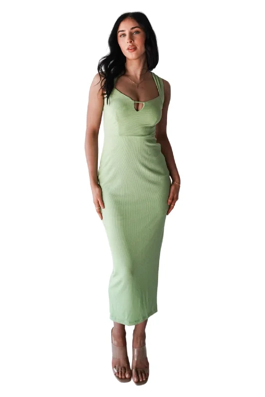 Aurora Midi Dress - Matcha