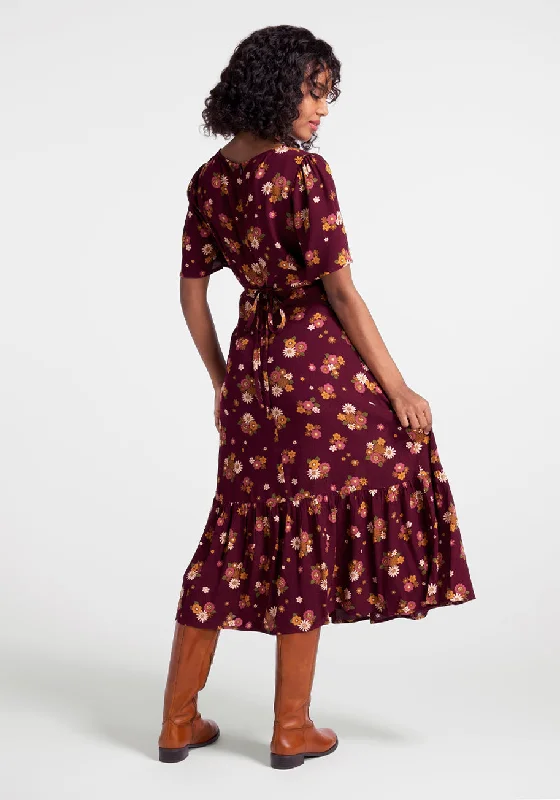 Autumnal Bouquets Midi Dress