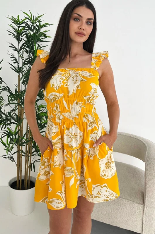 AX Paris Laila Yellow Floral Dress