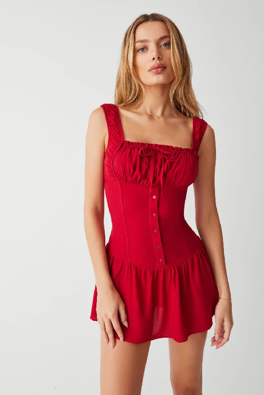 Christa Ruffle Mini Dress - Romance