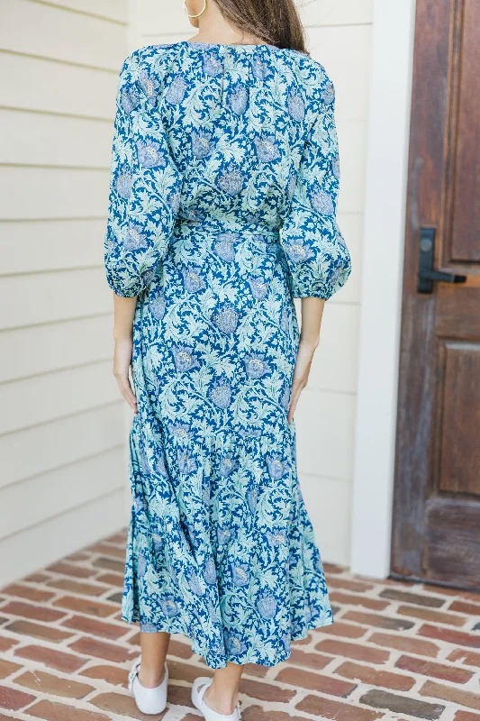 Good Intentions Navy Blue Floral Midi Dress