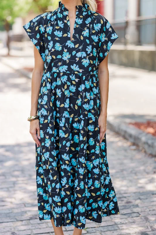 In Your Dreams Black Floral Midi Dress