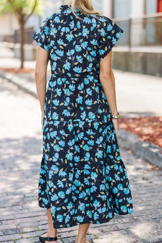 In Your Dreams Black Floral Midi Dress