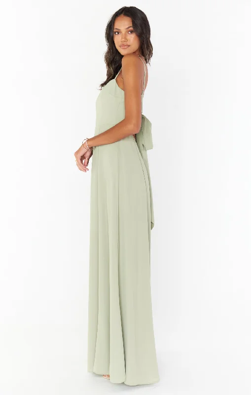 Lauren Tie Maxi Dress ~ Moss Green Crisp