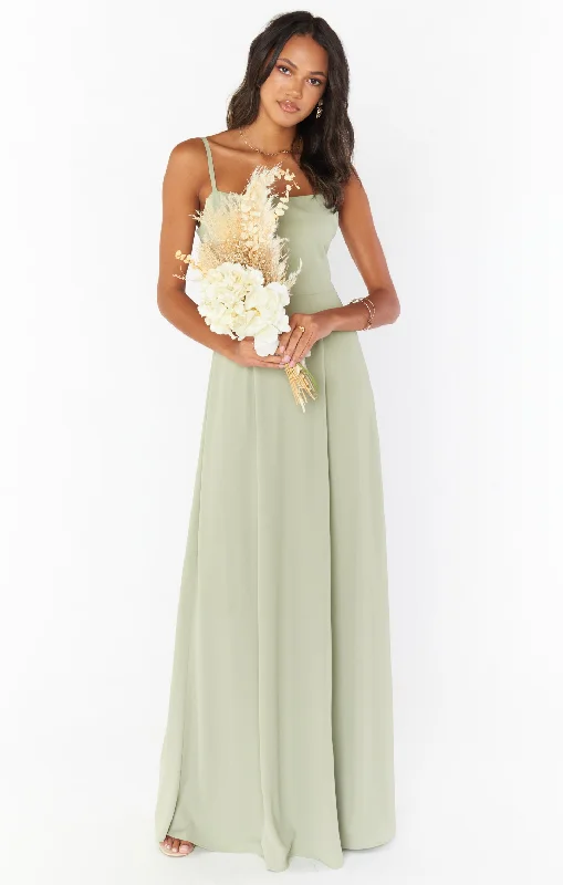 Lauren Tie Maxi Dress ~ Moss Green Crisp