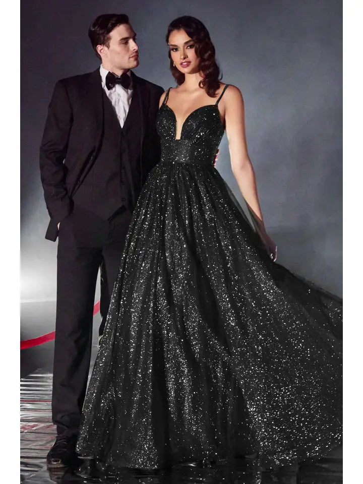 Layered Glitter Ball Gown