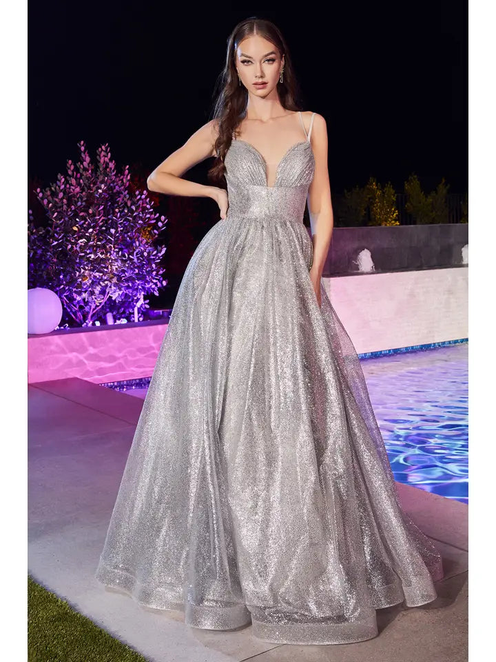 Layered Glitter Ball Gown