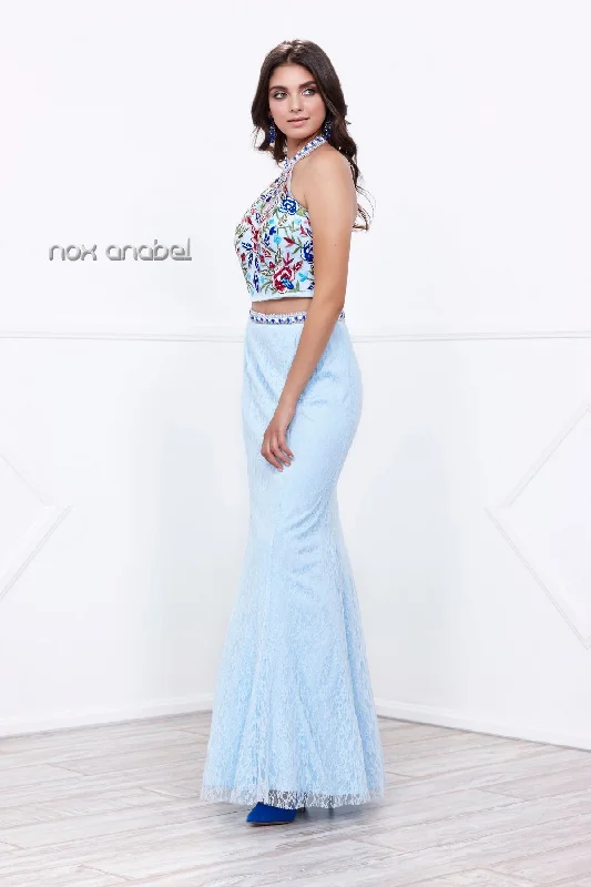 PARTY COCKTAIL TWO PIECE EMBROIDERED LACE MERMAID DRESS 8262 BY NARIANNA