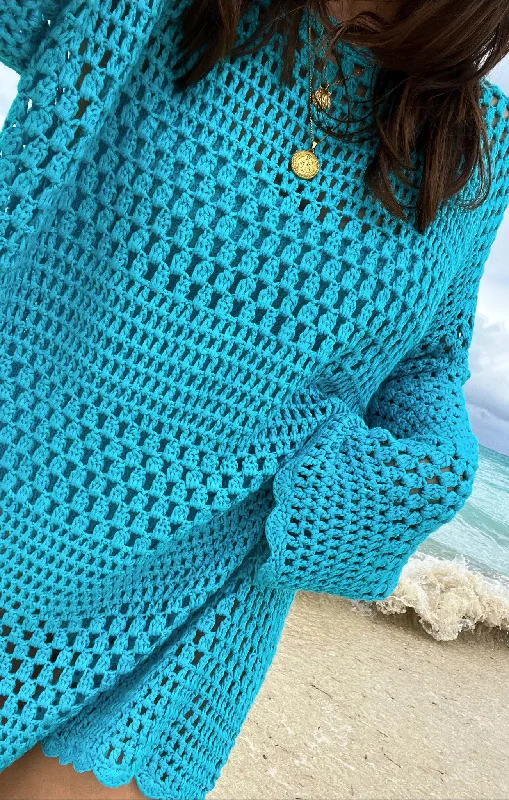 Paula Pullover ~ Turquoise Crochet