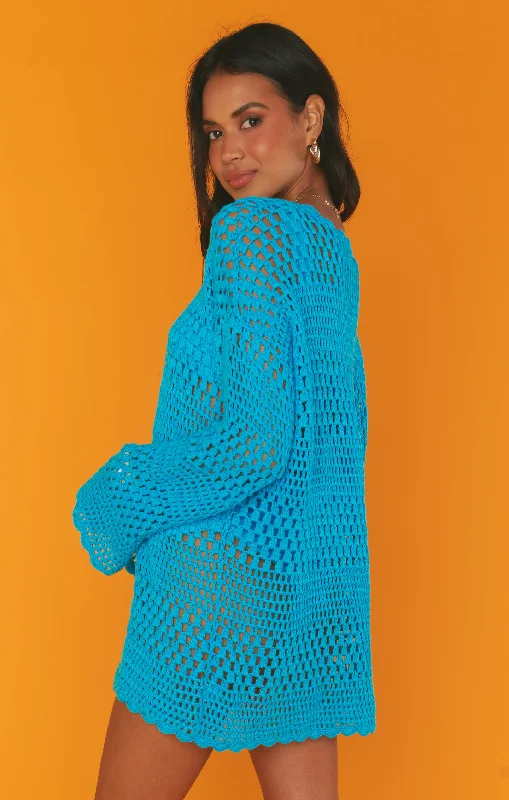 Paula Pullover ~ Turquoise Crochet