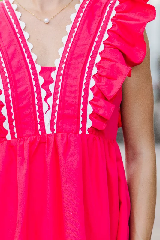 Ready For The Day Red Ruffled Midi Dress