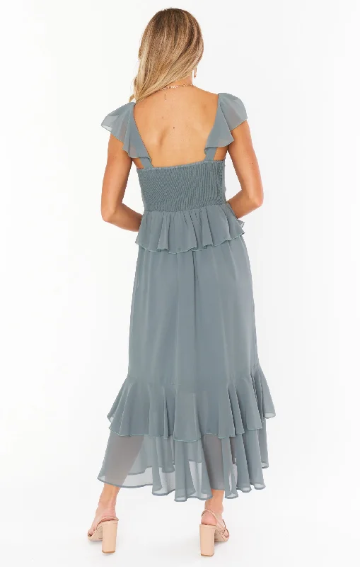 Reese Ruffle Dress ~ Deep Sage Chiffon