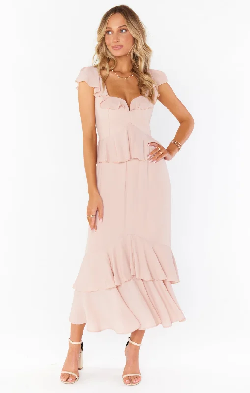 Reese Ruffle Dress ~ Dusty Blush Crisp