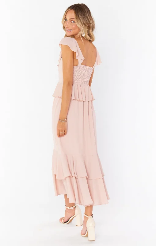 Reese Ruffle Dress ~ Dusty Blush Crisp