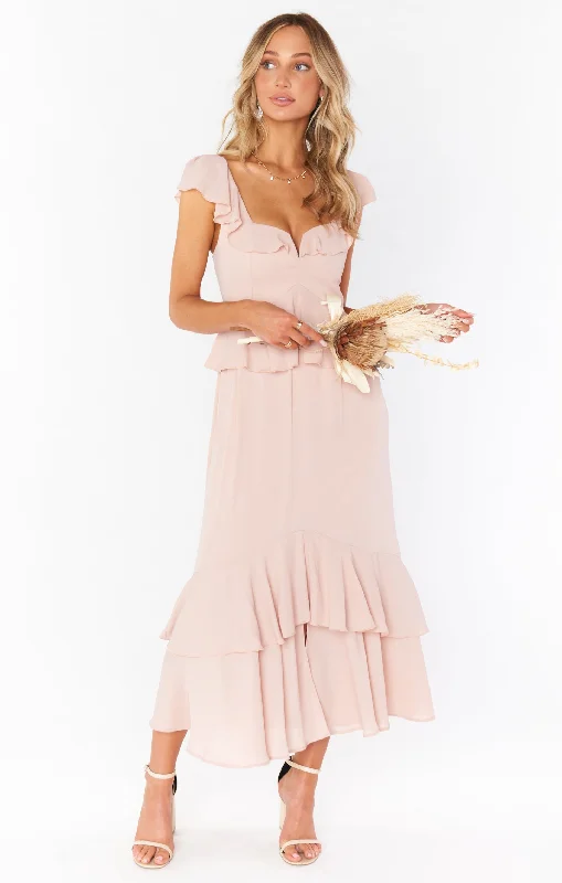 Reese Ruffle Dress ~ Dusty Blush Crisp