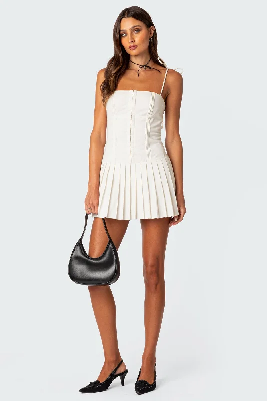 Perri Pleated Corset Mini Dress