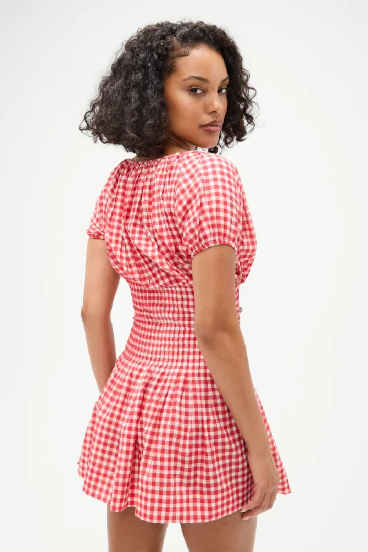 Sadie Gingham Mini Dress -  Cherry Gingham